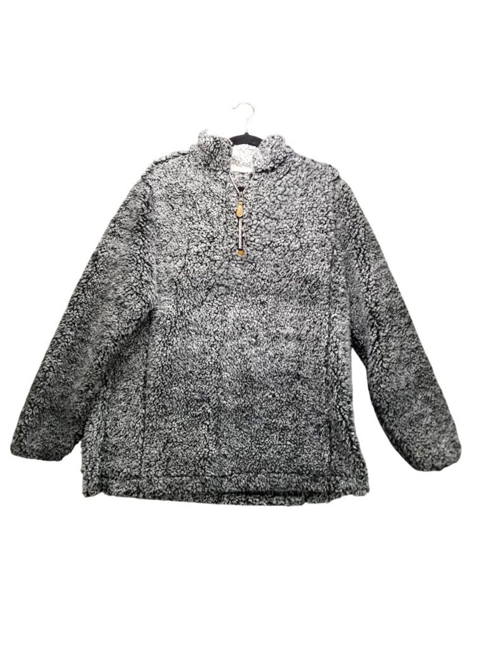 Pink Lily Jacket Womens Large Gray Teddy Bear Fleece 1/4 Zip Pullover